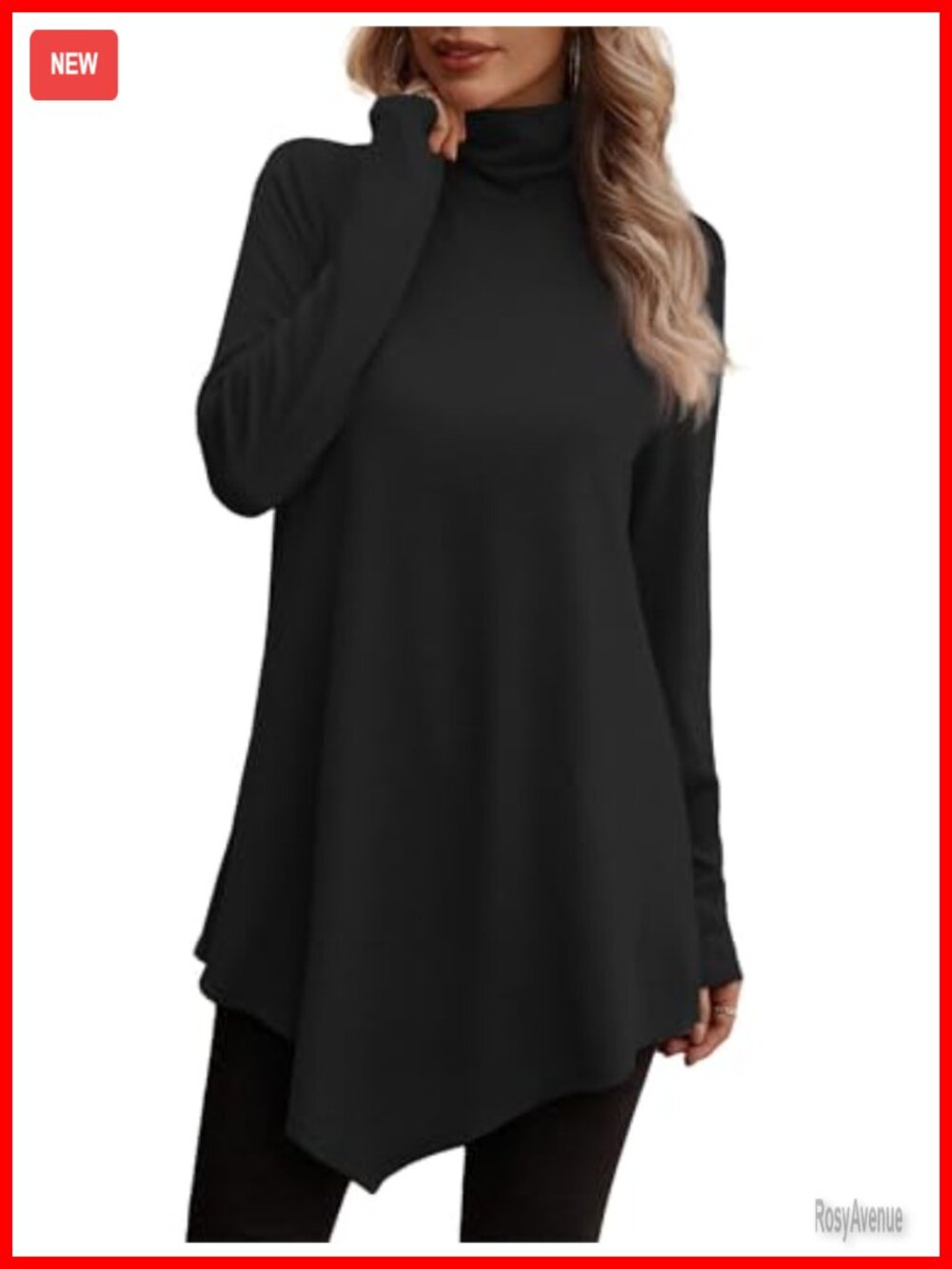 Turtle Neck Long Sleeve Tunic Top Women Pullover Blouse Soft Stretch